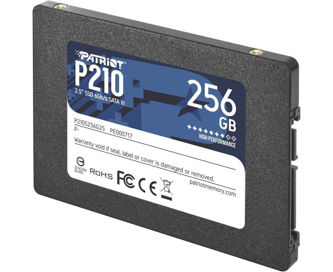 SSD 2.5" 256 GB SATA3 Patriot P210, box (P210 S256 G25) (7 mm, TLC 3 D NAND, Silicon Motion SM2258 XT, R/W: up to 500/400 MB/s, 4 KB W: up to 30000 IOPS, 160 TBW, MTBF: 2 M hrs)
