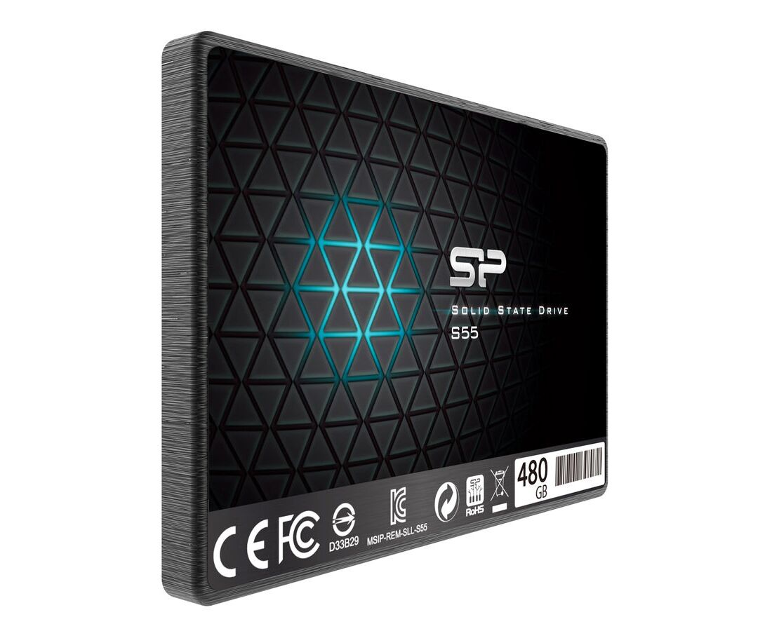 SSD 2.5" 480 GB SATA3 Silicon Power Slim S55, Box (SP480 GBSS3 S55 S25) (7 mm, TLC, Phison PS3108-S8, R/W: up to 560/530 MB/s, MTBF: 1500000 hrs)