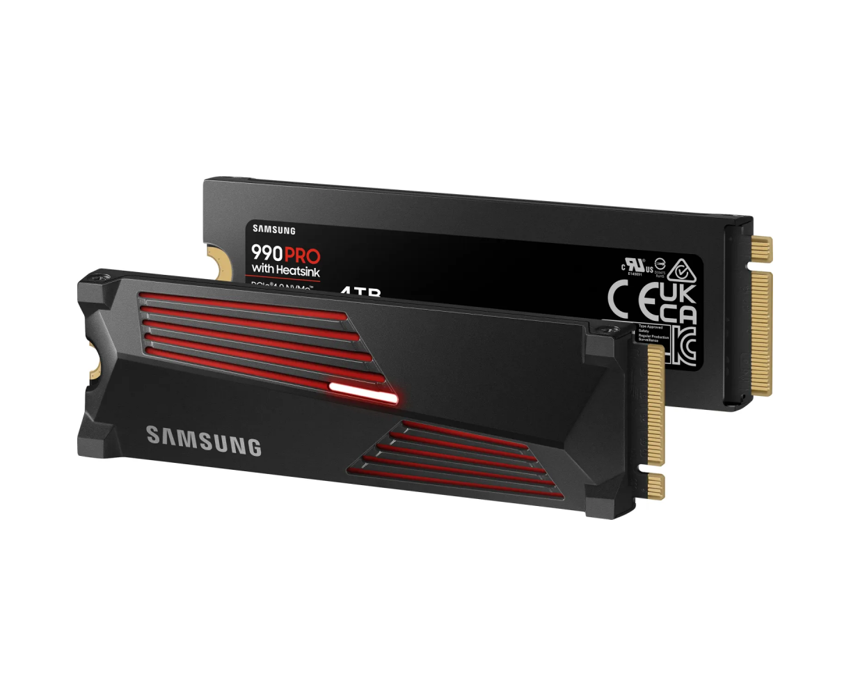 SSD Samsung 990 Pro Series (MZ-V9 P4 T0 CW) M.2 4.0 Tb (PCI-E 4.0 x4 , up to 7450/6900 M Bs, 3 D TLC, NV Me 2.0, DDR4 4096 Mb, 2400 TBW, 22х 80mm, heatsink)