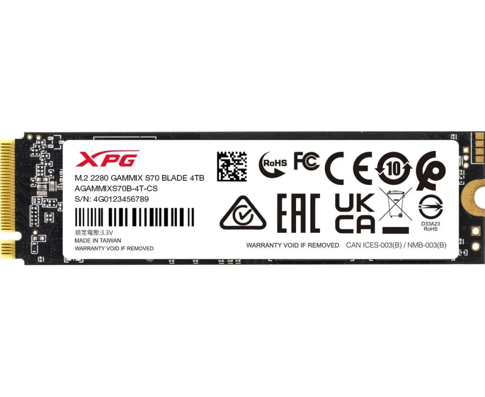 SSD A-Data XPG Gammix S70 Blade AGAMMIXS70 B-4 T-CS PC Ie 4.0 x4 4 TB M.2 2280