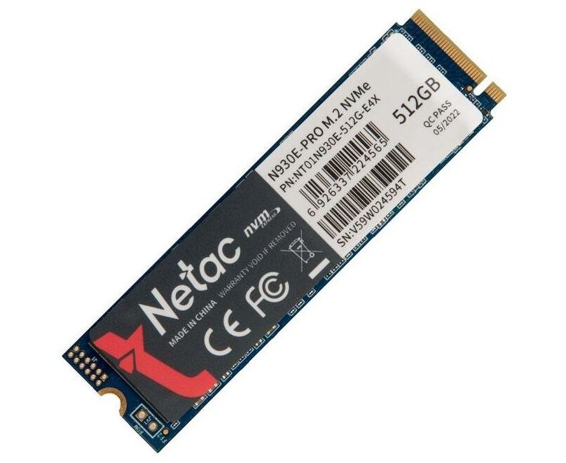 Внутренний SSD Netac 512 GB N930 E Pro, PC Ie x4, R/W - 2080/1700 MB/s, (M.2), 2280, TLC 3 D NAND