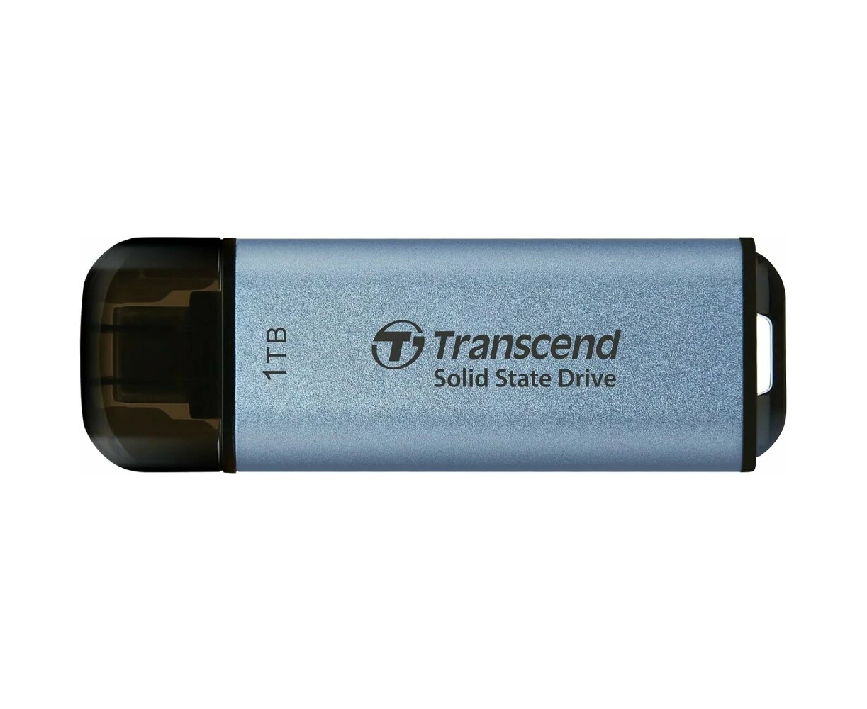SSD Transcend ESD300 (TS1 TESD300 C) 1.0 Tb (USB3.2 gen 2, Type C, 1050/950 Mbs, 3 D Nand, 60x20x7.8mm, 9g) голубой