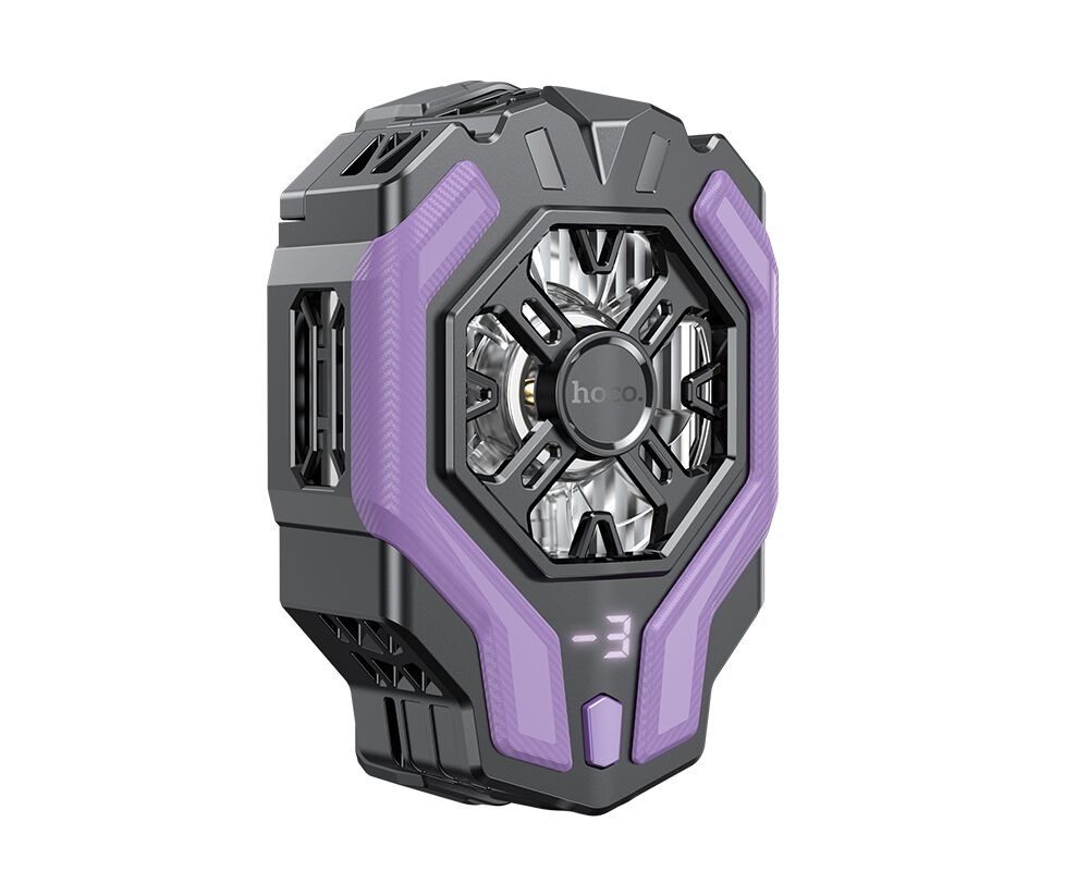 Кулер игровой (охлаждение) для смартфонов HOCO GM26 Ambitious cooling mobile phone fan (черный/фиолетовый)