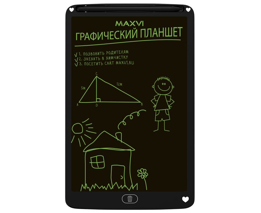 LCD планшет для заметок и рисования Maxvi MGT-03 black