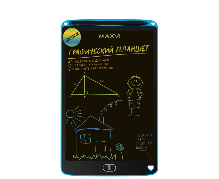 LCD планшет для заметок и рисования Maxvi MGT-02 С blue