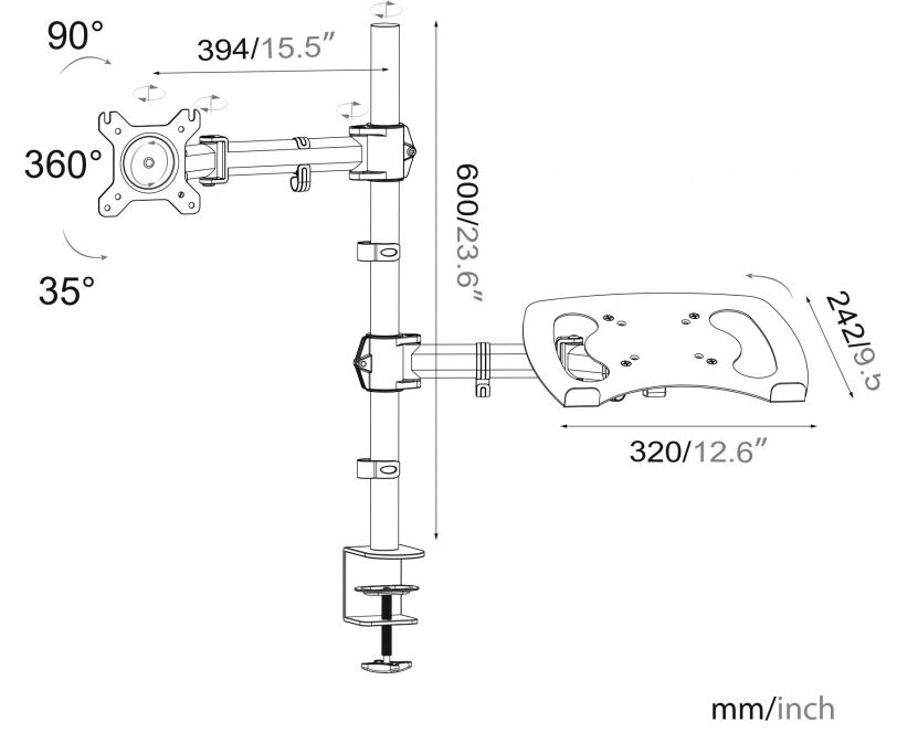 Кронштейн Cactus CS-VM-LH07-AL серебряный