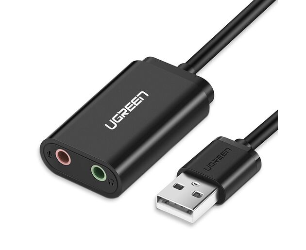 Адаптер UGREEN US205 30724 USB 2.0 External Sound Adapter 15cm Black