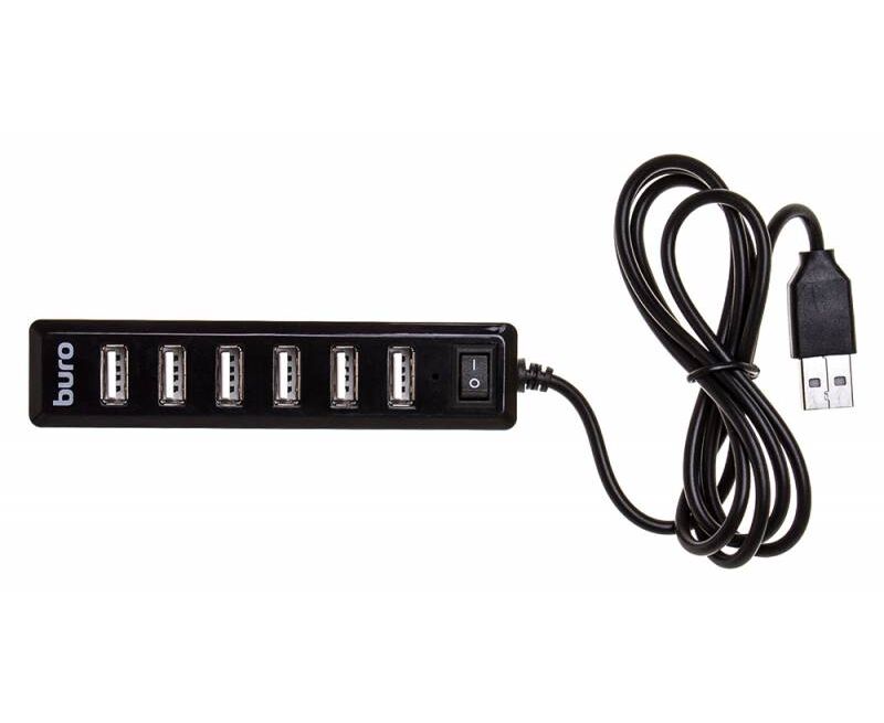Разветвитель USB 2.0 Buro BU-HUB7-1.0-U2.0 7порт. черный