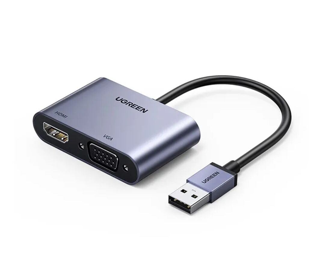 Адаптер U Green CM449 (20518) USB 3.0 to HDMI+VGA Card 1080 P серый