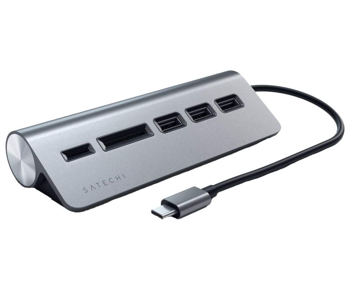 USB-концентратор Satechi ST-TCHCRM Type-C Aluminum USB Hub Micro/SD Card Reader with Black Cable Space Gray