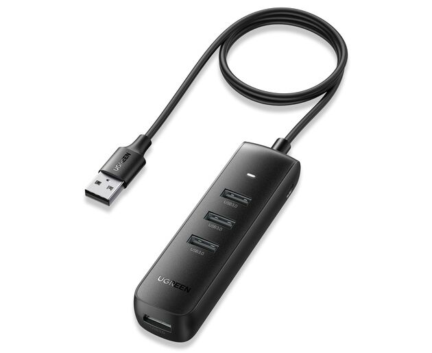 USB Hub UGREEN CM416 80657 USB3.0 to 4*USB 3.0 Hub With USB-C power port 1m black