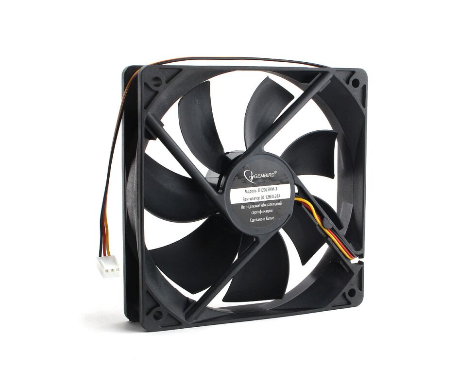 Вентилятор 120 мм Gembird D12025 HM-3, 120x120x25, 3 pin, 2600 rpm, HDA (гидродинамический подшипник), провод 30 см