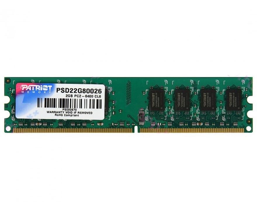 Оперативная память DDR2 2 Gb 800 M Hz Patriot PSD22 G80026 RTL PC2-6400 CL6 DIMM 240-pin 1.8 В