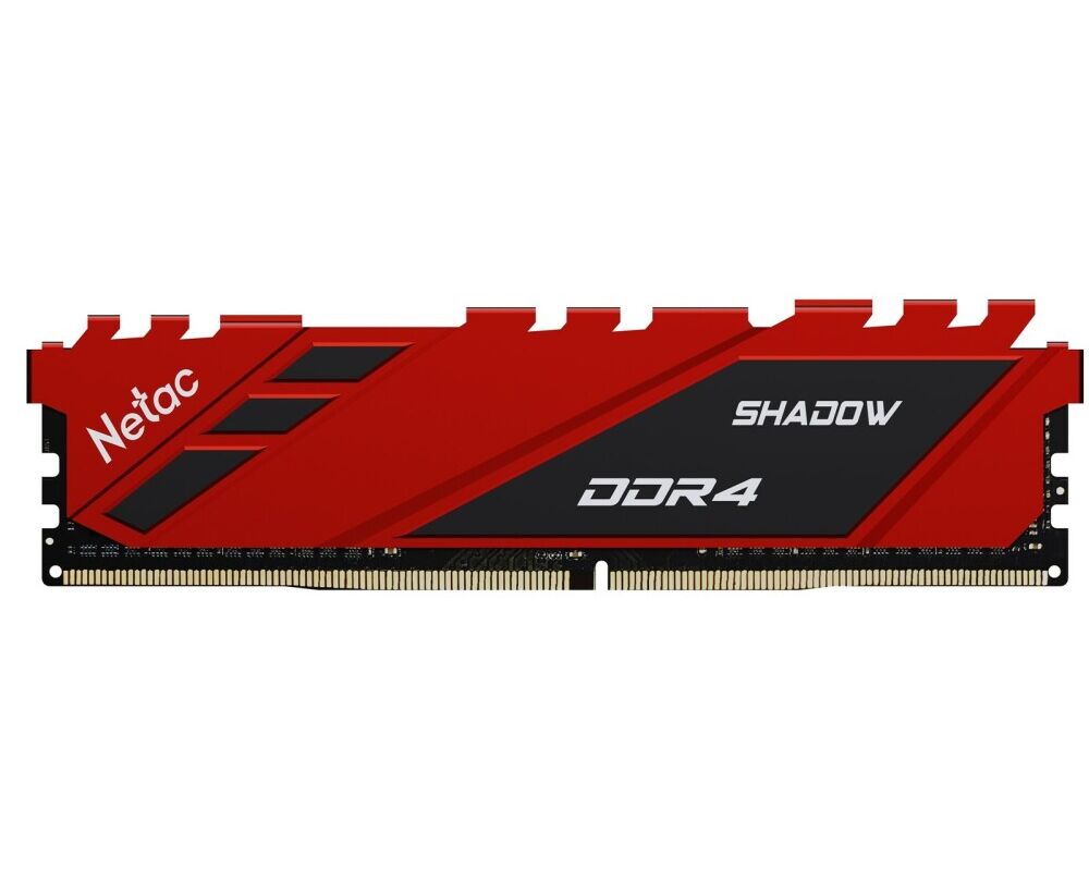 ОЗУ Netac Shadow NTSDD4 P32 SP-16 R DDR 4 DIMM 16 Gb PC25600, 3200 Mhz, C16 Red, с радиатором