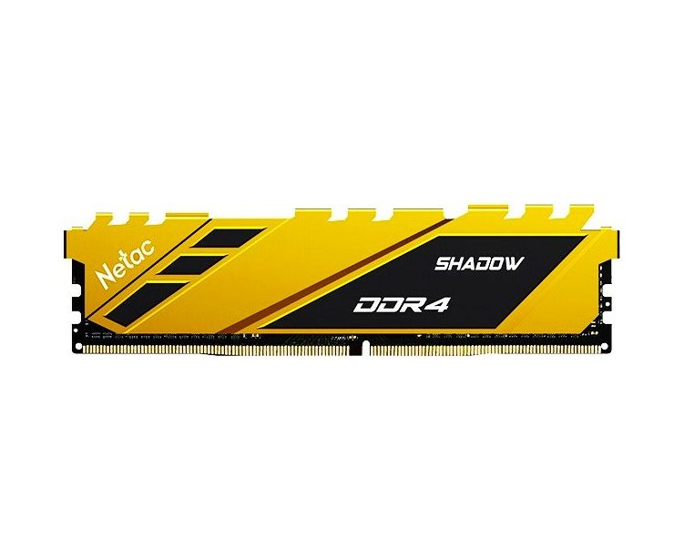 ОЗУ Netac Shadow C16 Yellow (NTSDD4 P32 SP-08 Y) DDR 4 DIMM 8 Gb PC25600, 3200 Mhz, с радиатором