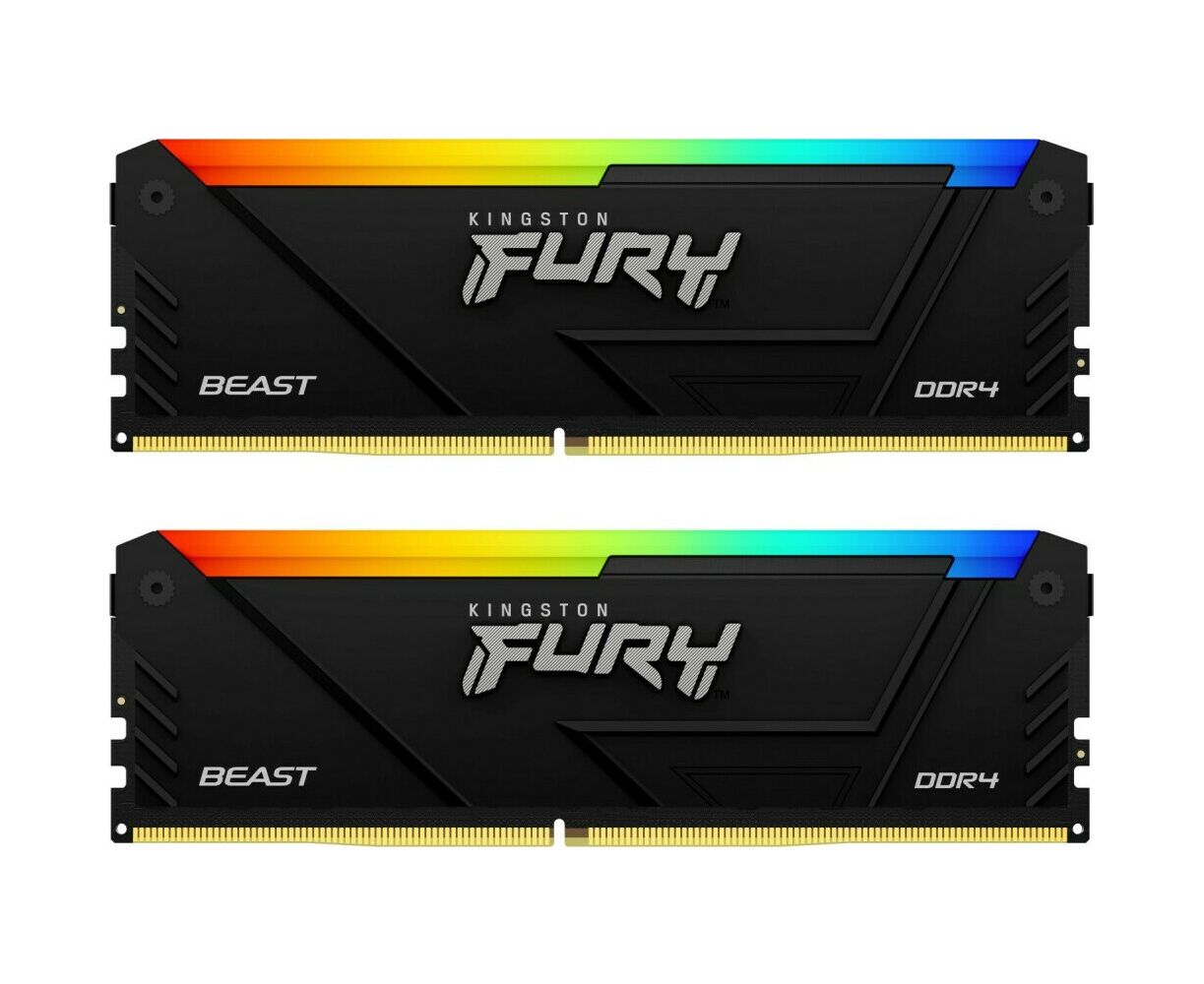 ОЗУ Kingston Fury Beast RGB KF432 C16 BB2 AK2/64 DDR4 2x32 GB 3200 M Hz RTL Gaming PC4-25600 CL16 DIMM 288-pin 1.35 В dual rank с радиатором Ret