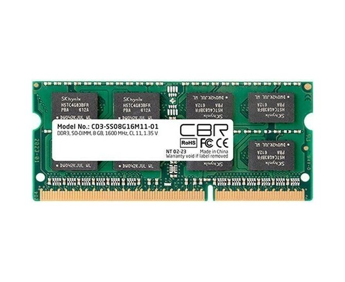 ОЗУ CBR CD3-SS08 G16 M11-01 DDR3 SODIMM 8 GB PC3-12800, 1600 M Hz, CL11, 1.35 V