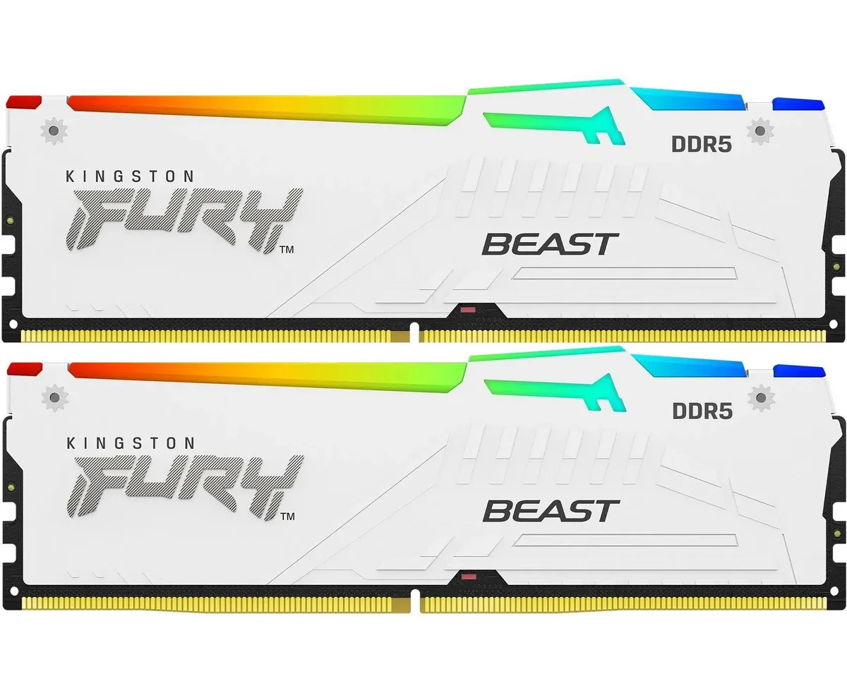 ОЗУ Kingston Fury Beast KF556 C40 BWAK2-32 DDR5 - 2x 16 ГБ 5600 МГц, DIMM, White, Ret