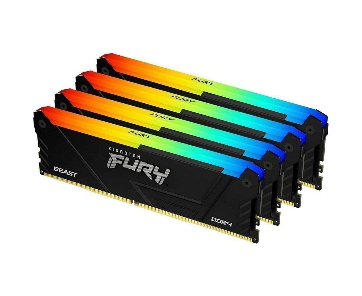 ОЗУ Kingston Fury Beast RGB KF432 C16 BB2 AK4/128 128 GB 3200 MT/s DDR4 CL16 DIMM (Kit of 4)