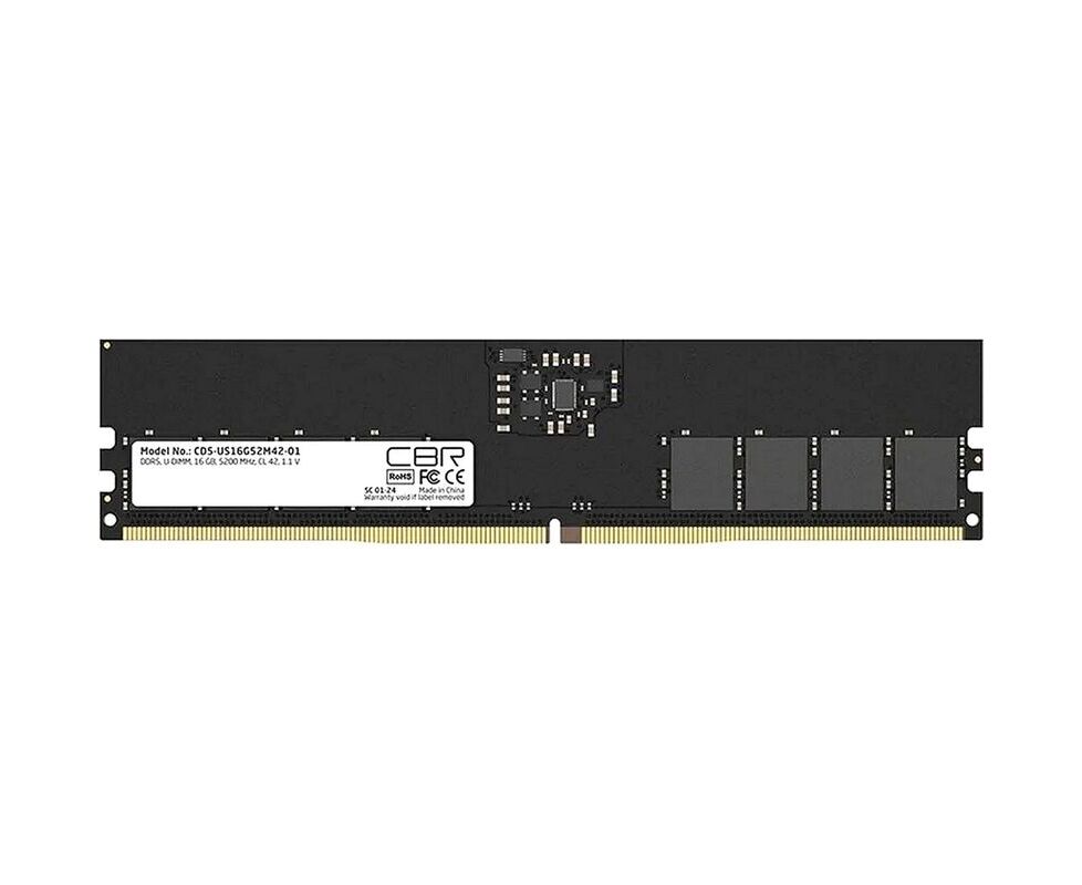 ОЗУ CBR CD5-US16 G52 M42-01 DDR5 DIMM (UDIMM) 16 GB PC5-41600, 5200 M Hz, CL42, 1.1 V