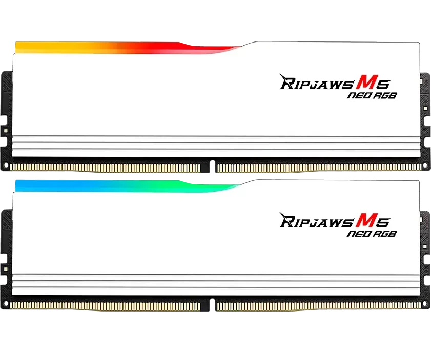 ОЗУ G.SKILL Rip Jaws M5 Neo RGB 96 GB (F5-6000 J3036 F48 GX2-RM5 NRW) (2x48 GB) DDR5 6000 M Hz CL30 (30-36-36-96) 1.35 V / White