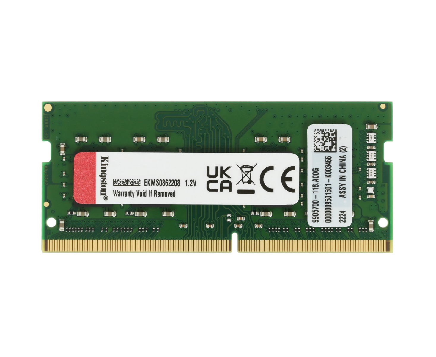 ОЗУ Kingston KVR32 S22 S8/8 WP 8 GB DDR4 3200 SO DIMM Value RAM Non-ECC, CL22, 1.2 V, 1 Rx8, RTL