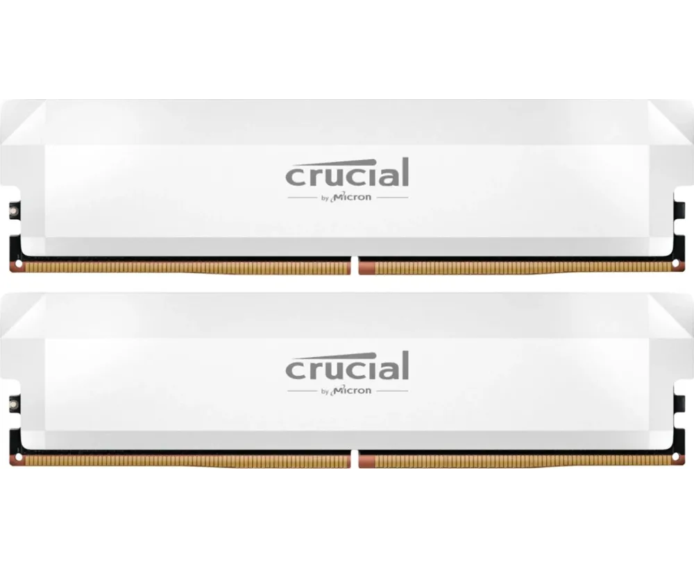 ОЗУ Crucial Pro Gaming by Micron CP2 K32 G64 C40 U5 W DDR5-6400 64 GB Kit (2x32 GB) UDIMM CL40 White 1.35 V, 1 Year Warrаnty