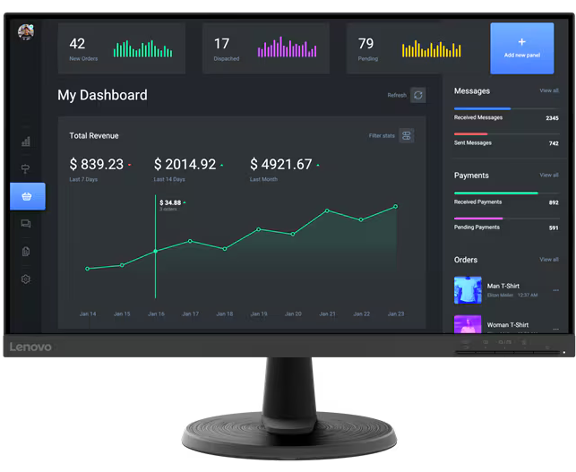 Монитор Lenovo Think Vision C24-40 (63 DCKAT6 UK) 23.8" 1920x1080, VA, 75 Гц, 1х HDMI, черный