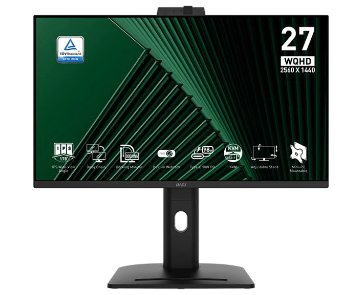 Монитор MSI Pro MP275 QPDG (9 S6-3 PC8 CM-005) 27" 16:9 WQHD(2560x1440) IPS Flat, Web Cam FHD, 100 M:1,250nit,178/178,2x HDMI,DP,USB-C,USB-B, 4x USB-A