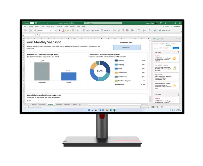Монитор Lenovo Think Vision P27q-30 (63 A2 GAT1 UK) черный 27" IPS LED 4ms 16:9 HDMI матовая HAS Piv 350cd 2560x1440 60 Hz DP Quad 2 K (1440p) USB 6.8