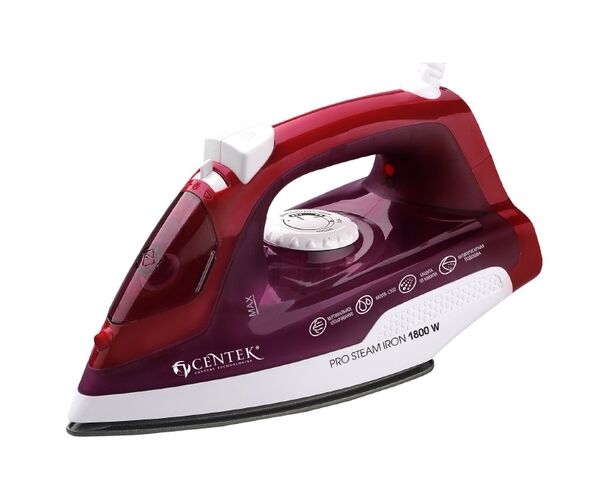 Утюг Centek СТ-2347 PURPLE (пурпур) 1800 Вт. антипригар, подошва, паровой удар, самоочистка. 200мл