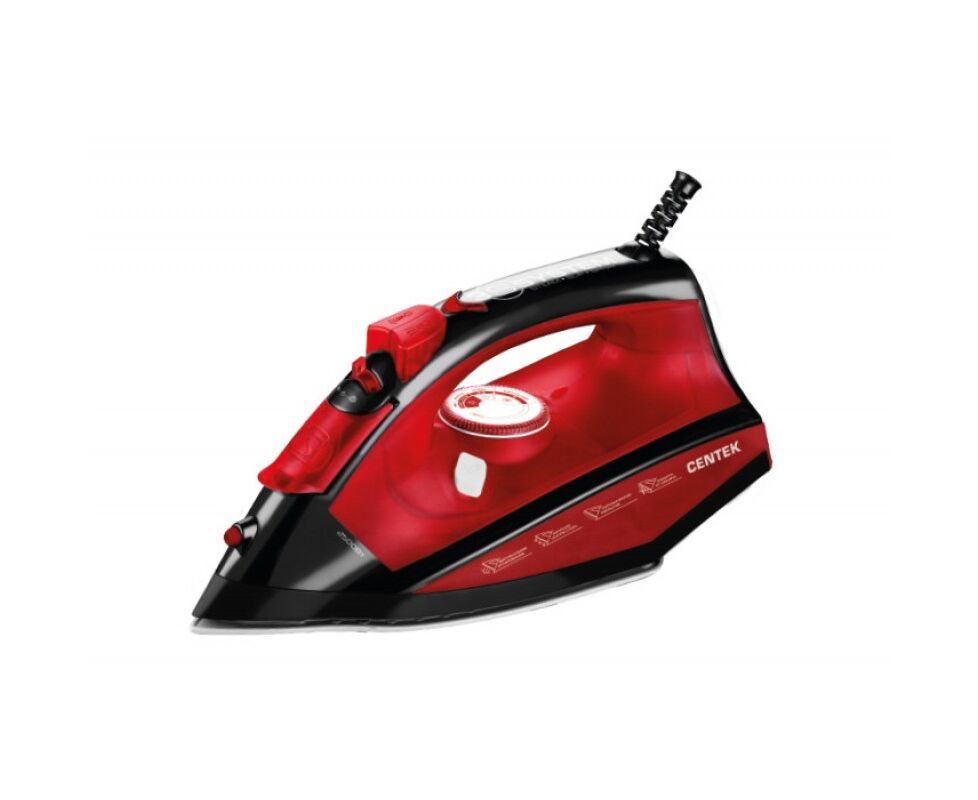 Утюг Centek CT-2355 Red 2500 Вт, керамическ подошва, 270мл, паровой удар, самоочистка, капля-стоп