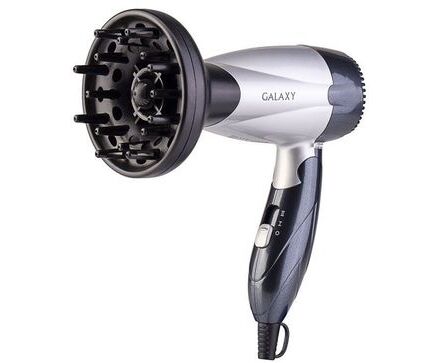 Фен Galaxy GL4305 серебристый/чёрный, 1400 Вт