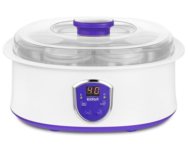 Йогуртница Kitfort КТ-2088-1 белый/фиолетовый