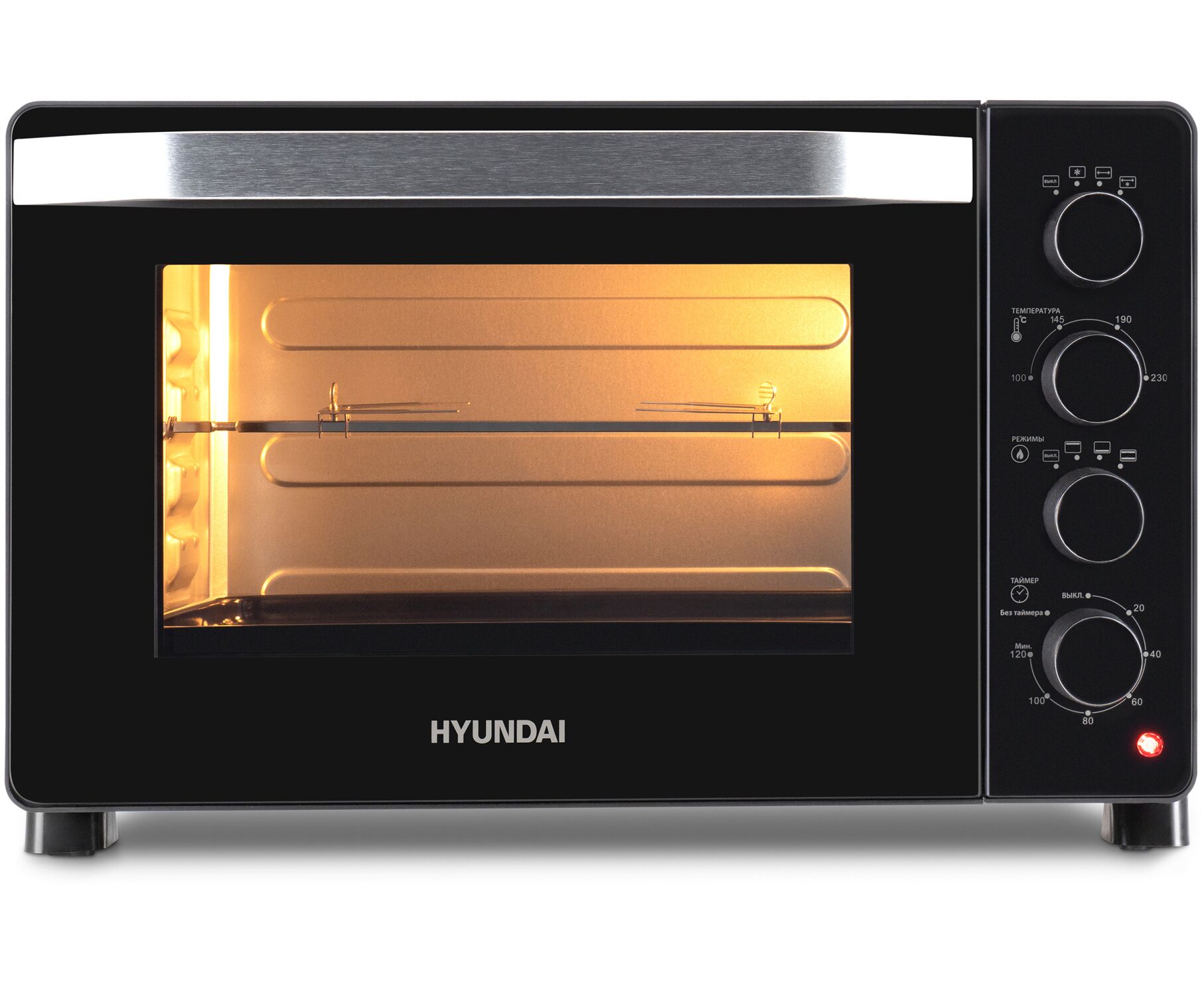 Мини-печь Hyundai MIO-HY081 38л. 2000 Вт серебристый/черный