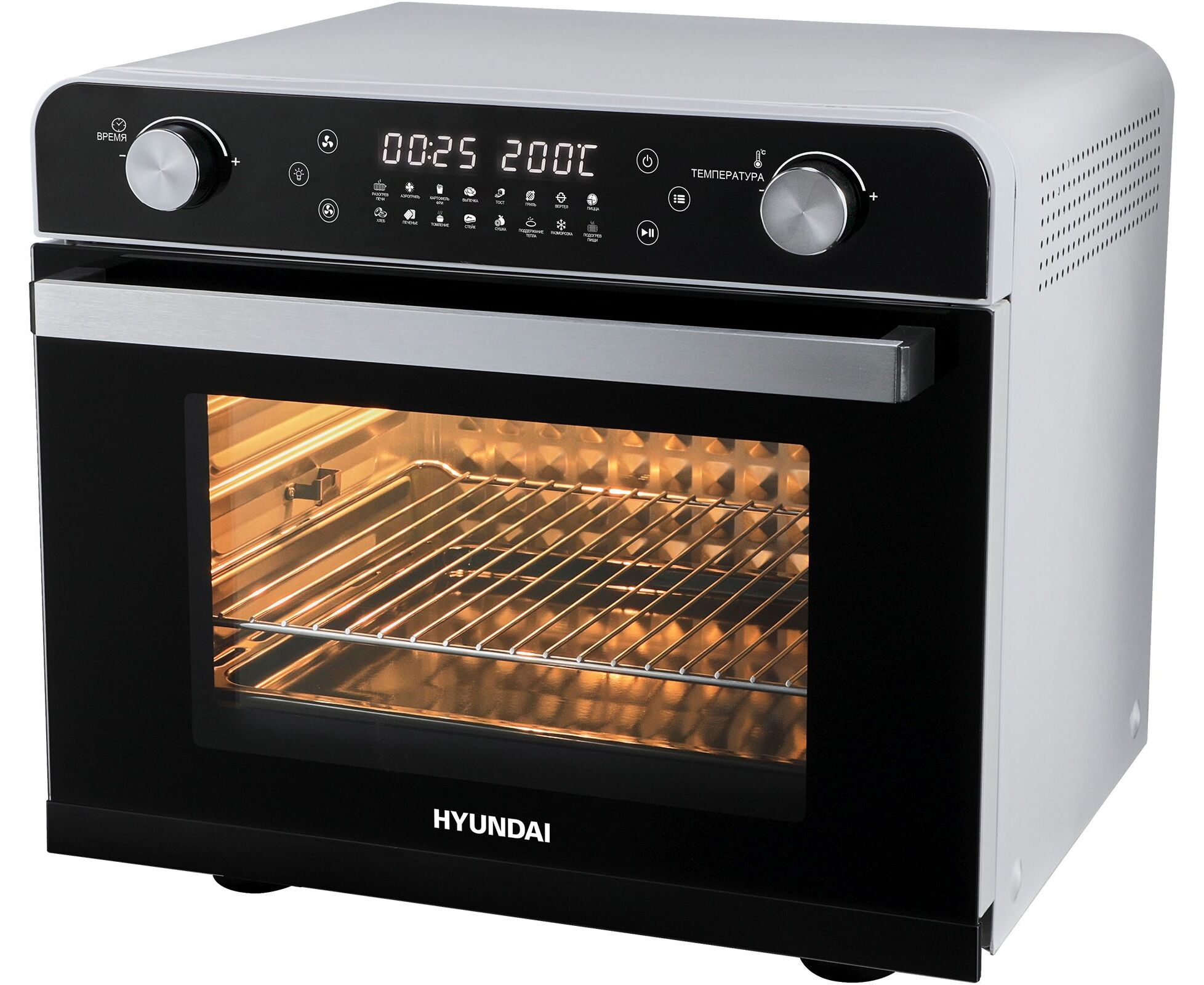 Мини-печь Hyundai MIO-HY087 36л. 1700 Вт серебристый/черный