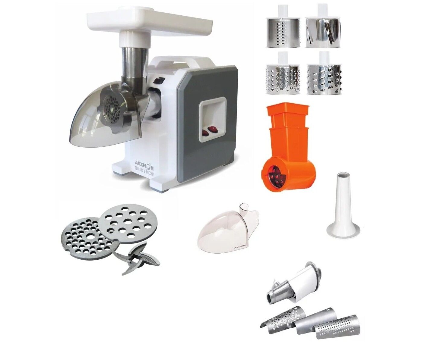 Мясорубка АКСИОН М43.02 Белый/Серый