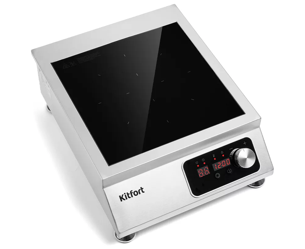 Плита настольная Kitfort КТ-143 серебристый/черный стеклокерамика