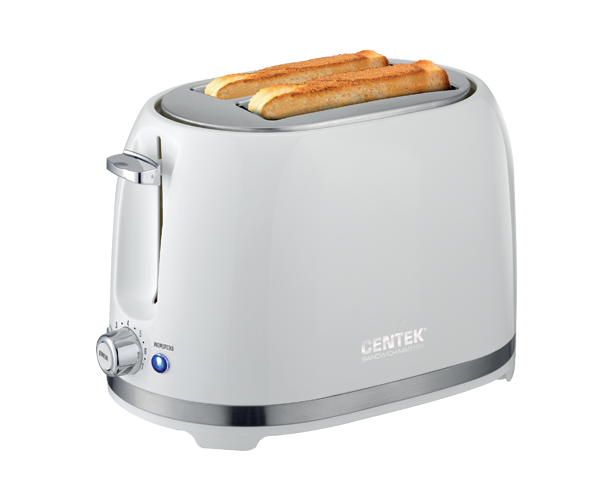 Тостер Centek СТ- 1432 (белый) 850 Вт 7ур. прожарки, 2 тоста. поддон, стоп. подогрев. разморозка