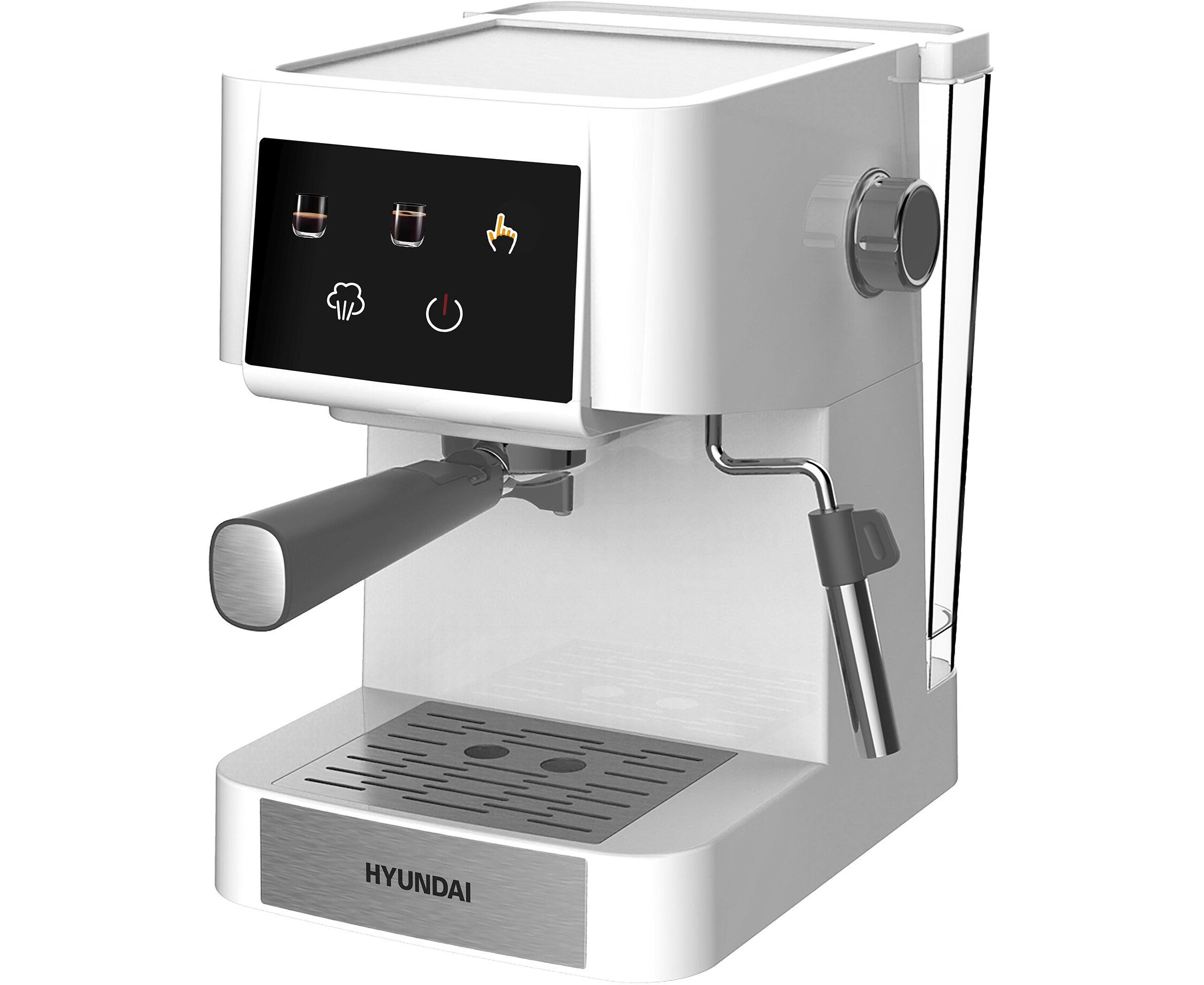 Кофеварка рожковая Hyundai HEM-3203 белый/серебристый