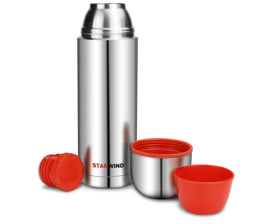 Термос Starwind 20-1000 серебристый/красный