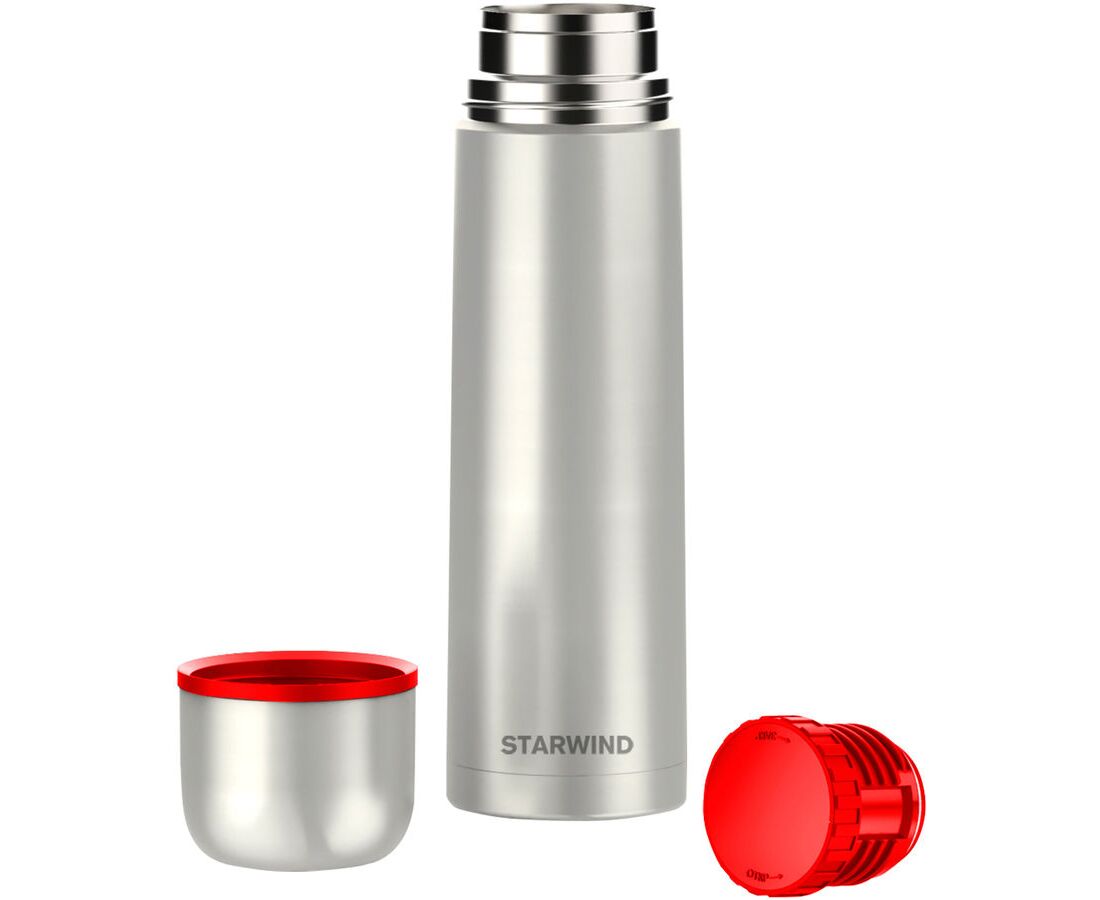 Термос Starwind 10-500 0.5л. серебристый/красный картонная коробка