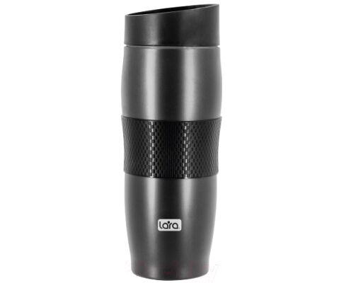Термокружка LARA LR04-24 380мл, двойные стенки, вакуум, сталь/силикон
