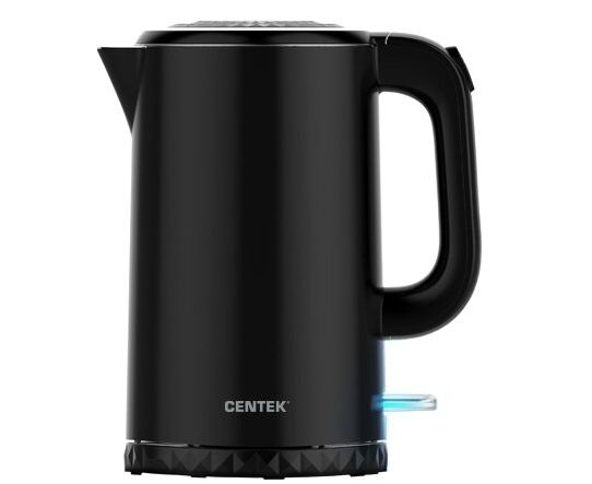 Чайник Centek СТ-0020 (черный) металл 1 7л. 2200 Вт, бесшовная колба. двойные стенки