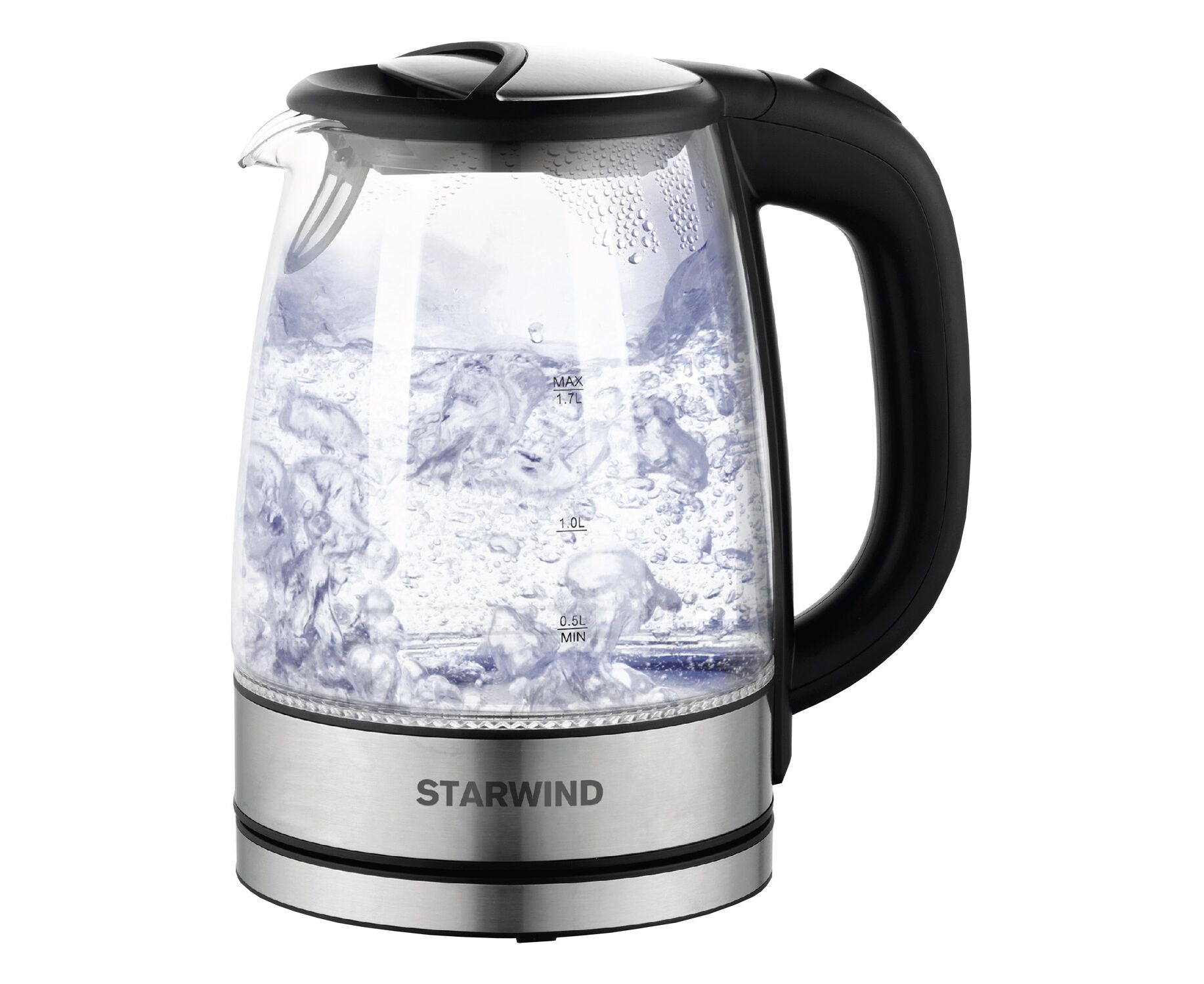 Чайник Starwind SKG5210 стекло, черный/серебристый