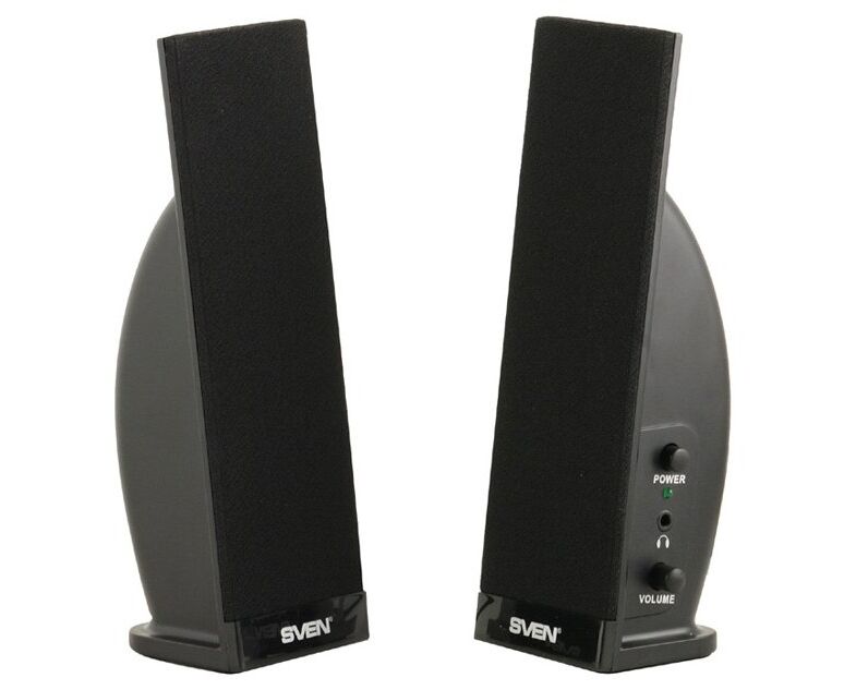 Акустическая система 2.0 SVEN 230 (Черные) стерео, мощность 2x2 Вт, 100-20000 Гц, разъем для наушников, магнитное экранирование