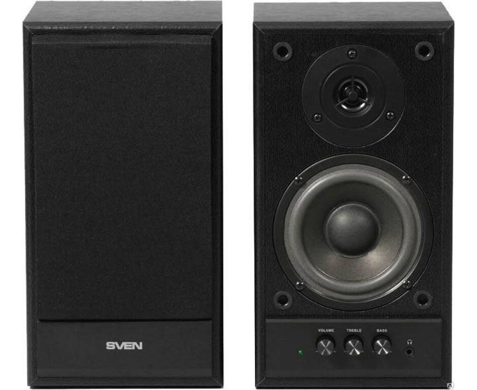 Акустическая система 2.0 SVEN SPS-702 black leather, дерево (MDF), 2 x 20 Вт (RMS), 40 Hz - 22 000 Hz