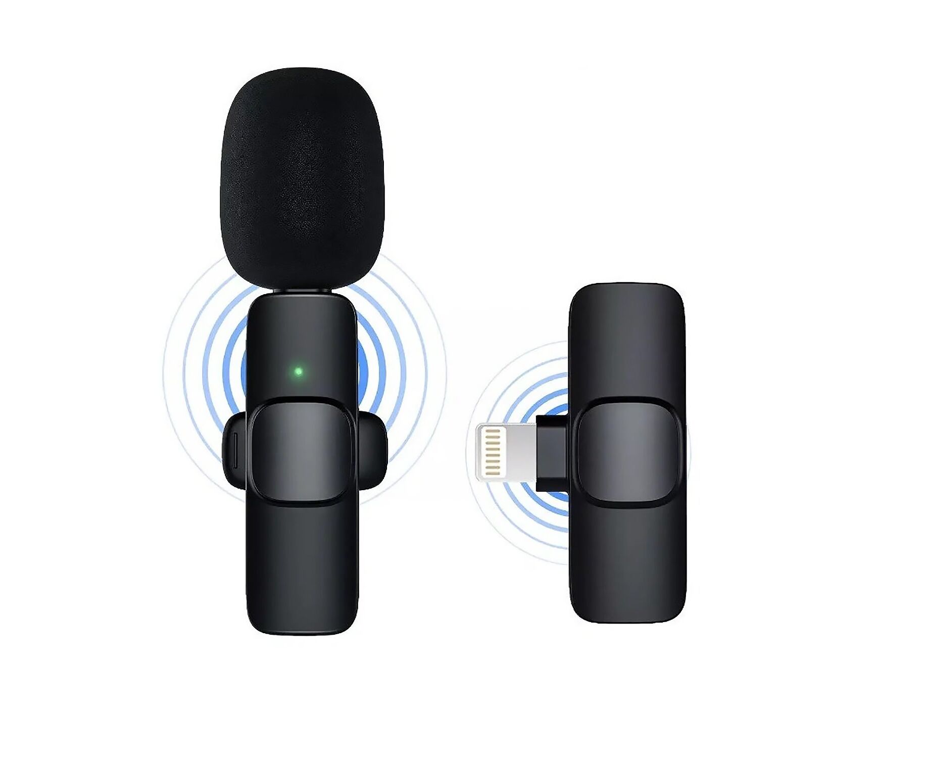 Беспроводной Микрофон петличка - K9 с прищепкой для телефона, Lightning (black) (209934)