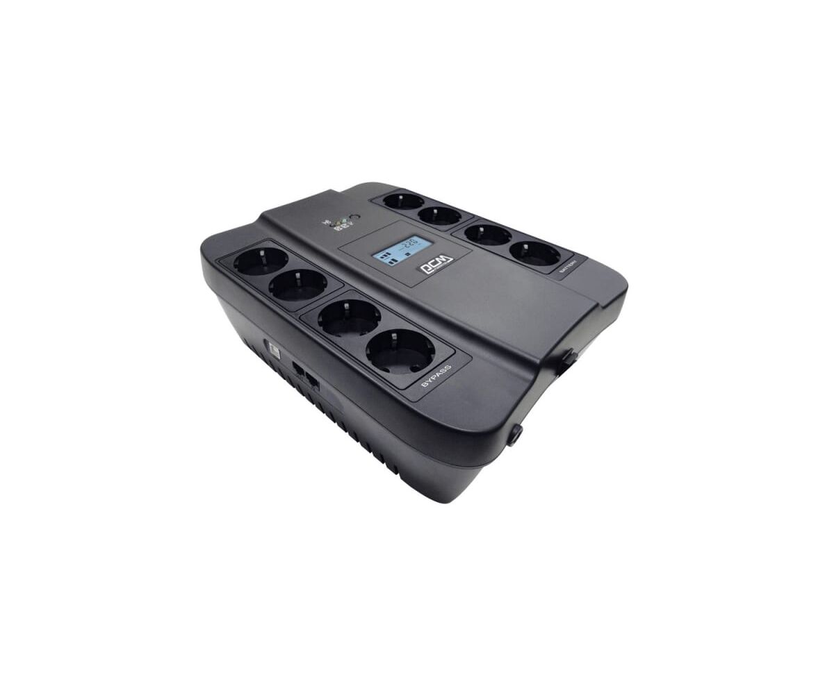 ИБП Powercom Back-UPS Spider SPD-550 U LCD USB, Line-Interactive, LCD, AVR, 550 VA/330 W, Schuko, USB, black (1456259)