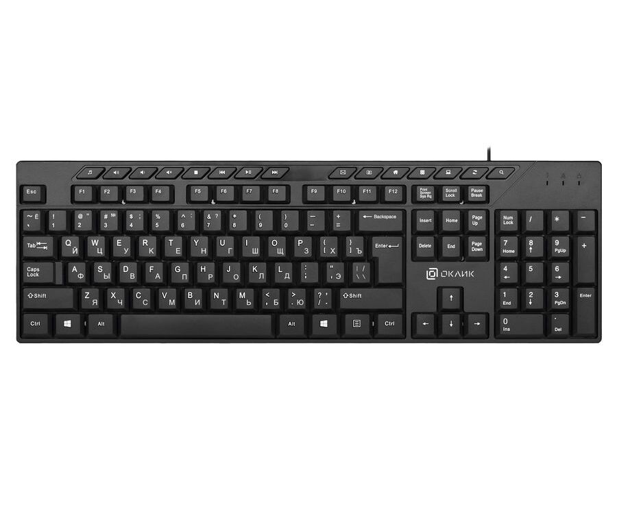 Клавиатура Oklick 125 M черный USB Multimedia (1678108)